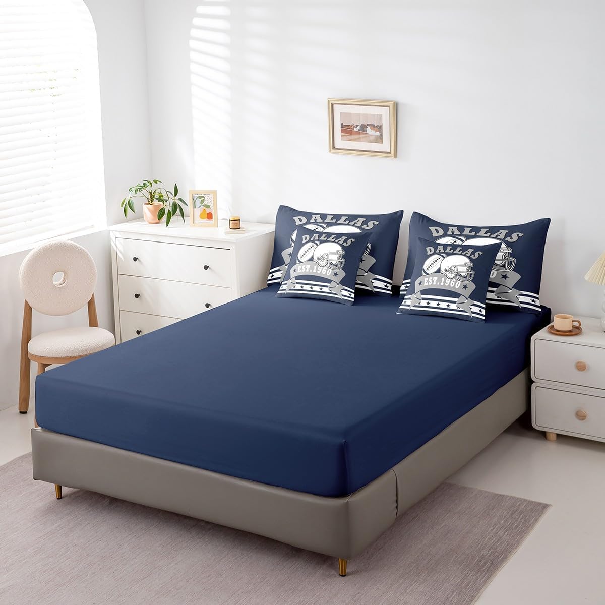 Erosebridal 7Pcs Football City Themed Comforter Sets Queen, Boys Sports Style Bedding Gridiron Lovers Bedding Set with 2 Pillowcases & 2 Throw Pillow Covers, Bed Set - Image 5