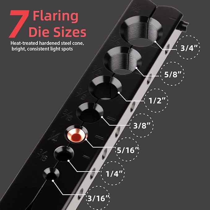 Juego de Herramientas para Abocardar Tubos, 7 Dados (3/16-3/4 Pulgada) 45 Grados miniatura 4