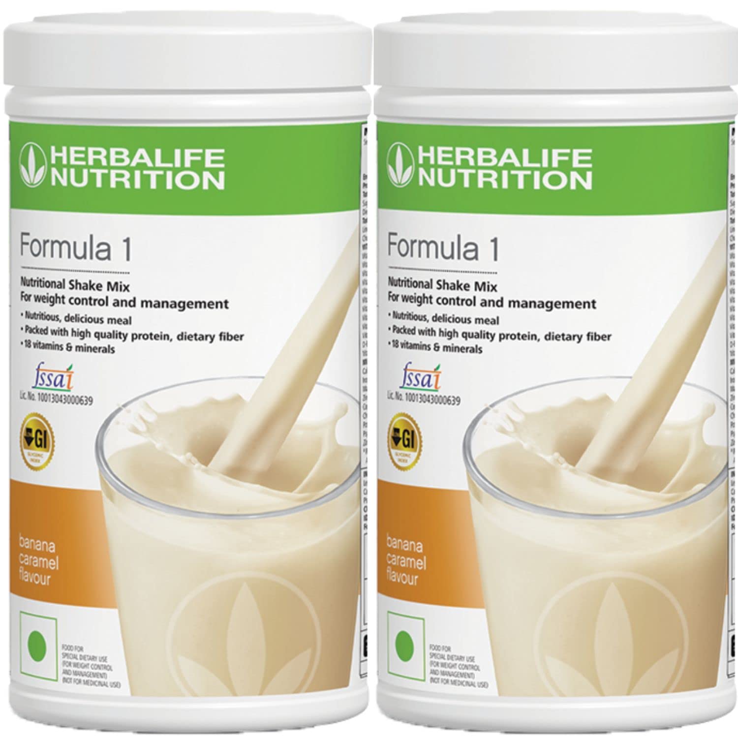 Herbalife Nutrition Formula 1 Shake Mix, Pack of 02 | Weight Management Protein Shake (500 Gram Each, Banana - Banana)