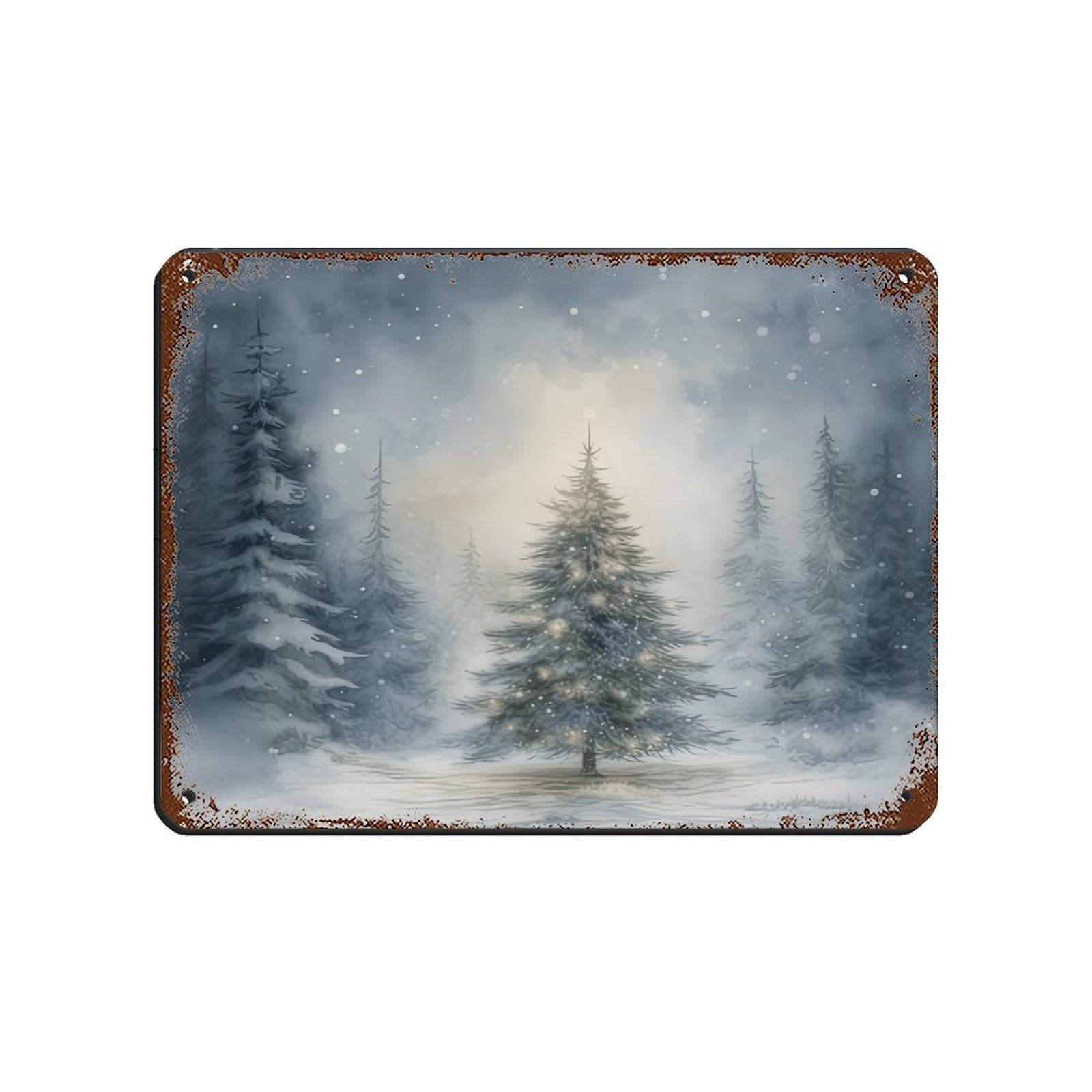 Poster métal scène de neige idée cadeau originale pour Noël