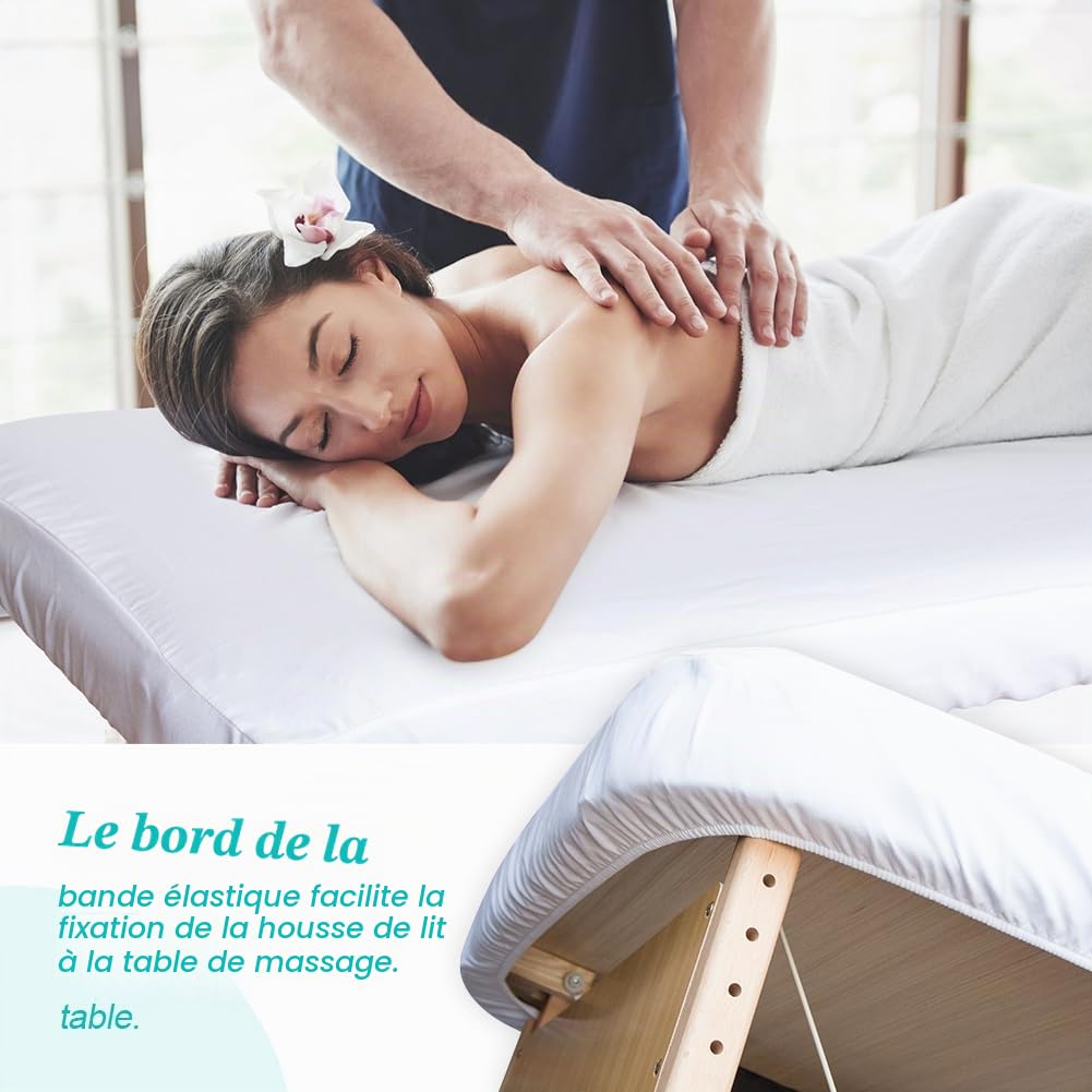 Housse Table de Massage avec Trou 70 x 190cm Lavable Drap Protection Souple 2pcs