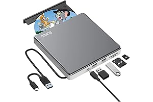 External Slim DVD Drive with USB-C & 2 USB Ports