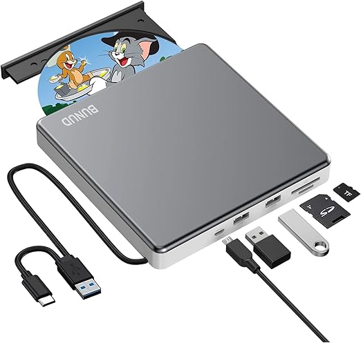 External DVD Drive, USB C Superdrive for Apple USB 3.0 DVD Burner Reader for Mac, Portable CD +/-RW Drive External DVD Player for Laptop MacBook Windows 11 10 PC Linux OS