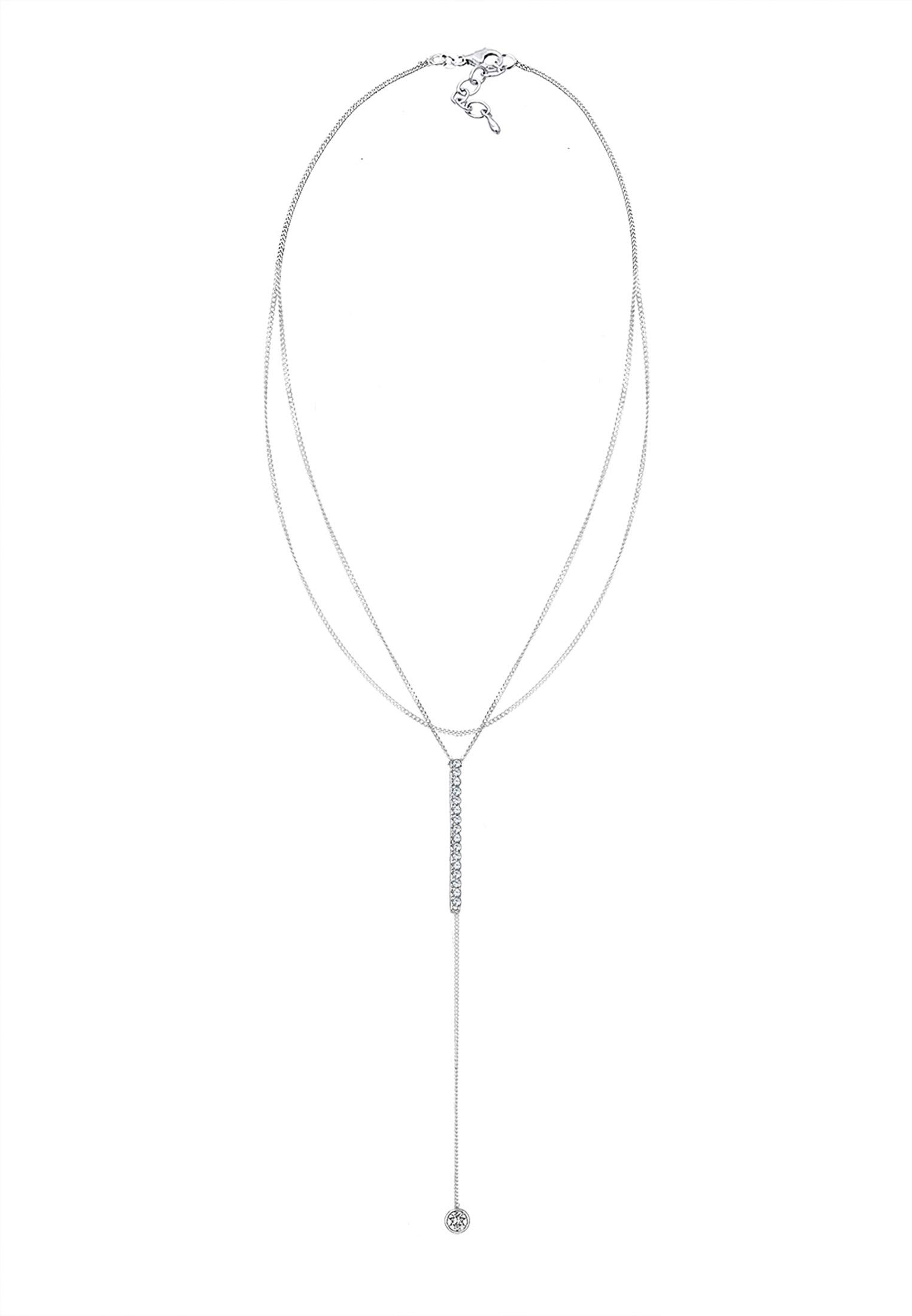 Elli Halskette Damen Y-Kette Solitär mit Kristallen 925 Sterling Silber
