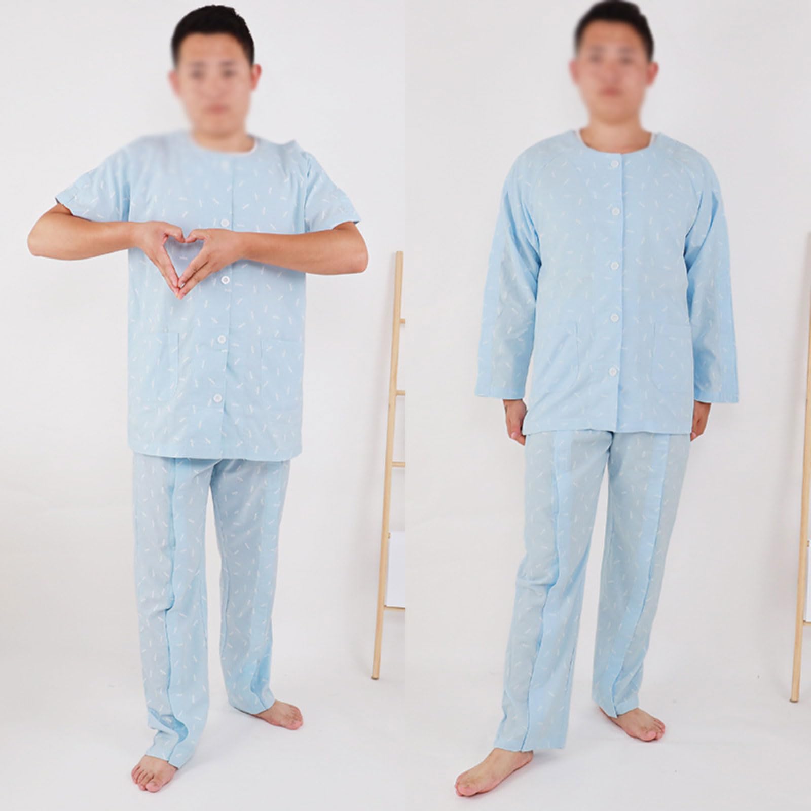 Tuta da Infermiera Camici da Ospedale per pazienti Costretti a Letto in Stile Primaverile ed Estivo per Infermieristica Blu per Anziani e disabili
