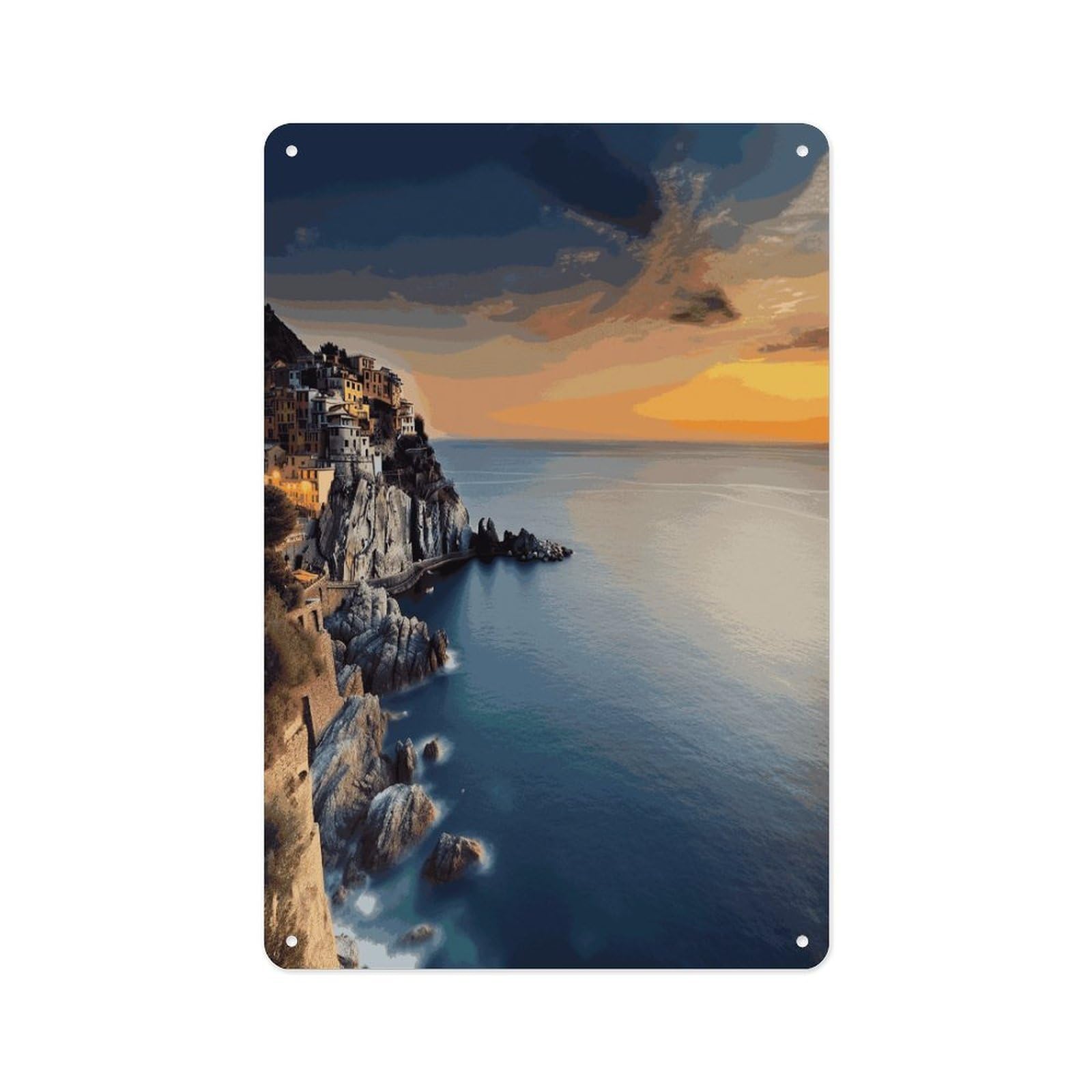 Fekiloot Style Italy Sea At Sunset Wall Decor Metal Signs Tin Signs Poster