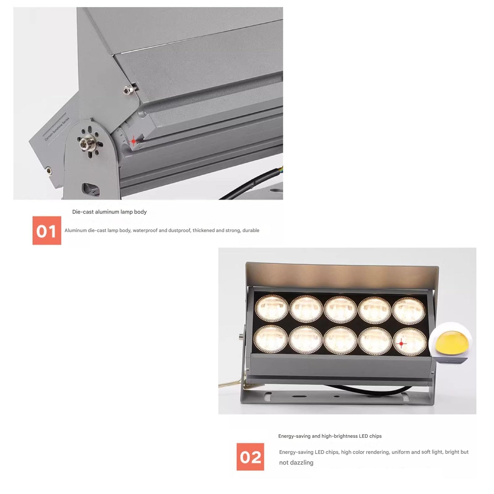 THEGA Foco LED De Largo Alcance - AC 220V Foco LED De Haz Estrecho Ajustable Ángulo, Lámpara De Pie para Exteriores Resistente Al Agua IP65, Luces De Jardín para Exteriores(Warm White,B-15W)