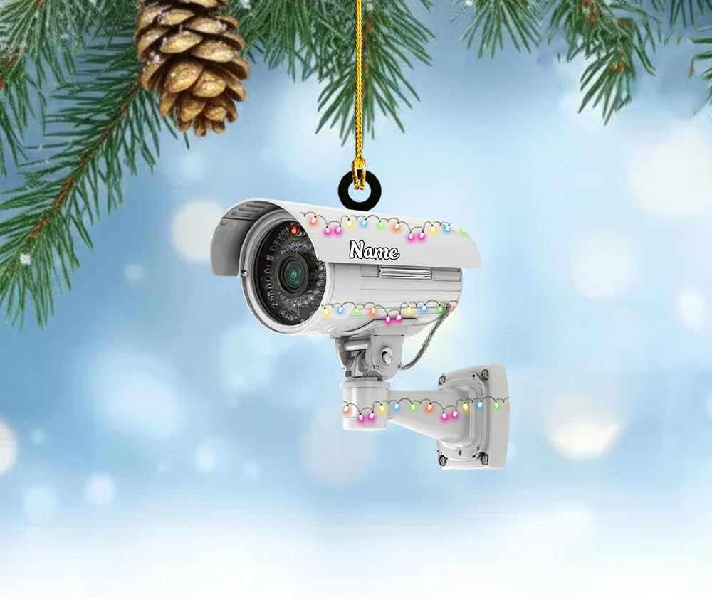 Personalized Camera CCTV Christmas Ornament, Security Camera 2D Flat Ornament Decor, Holiday Hanging Gift Umds-521