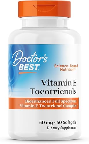Doctor's Best Los tocotrienoles de vitamina E contienen el complejo de vitamina E de espectro completo biomejorado TocoGaia ULTRA™, 60 unidades