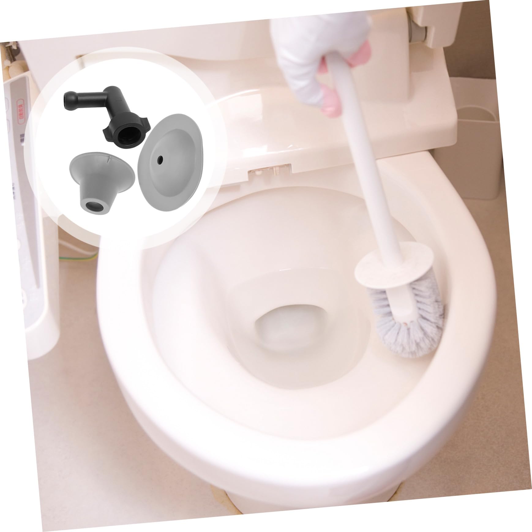 Ventouse de Toilette en Plastique Blanc Tête Flexible pour Débouchage
