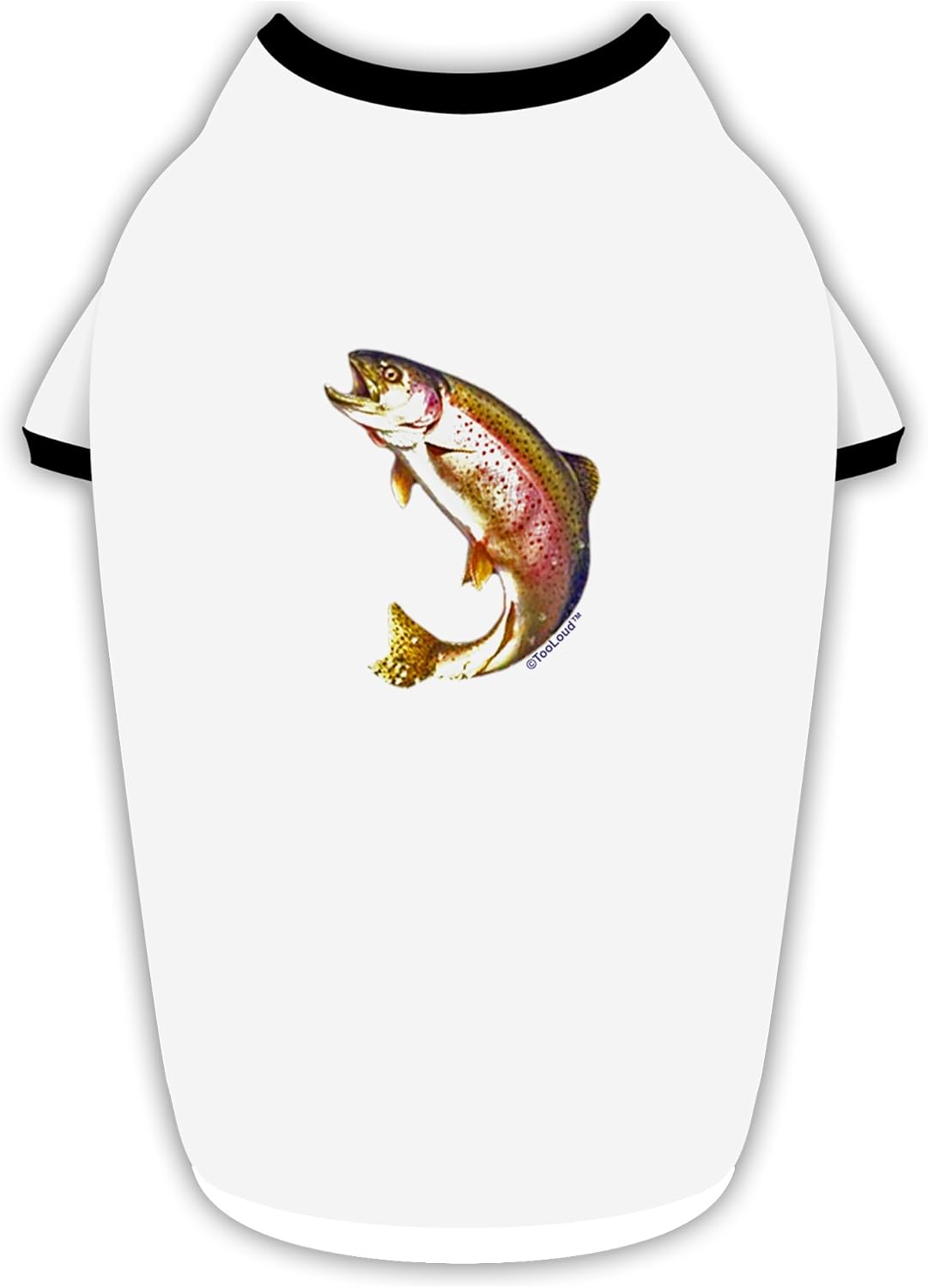 TOOLOUD Rainbow Trout Cotton Dog Shirt White with Black Large