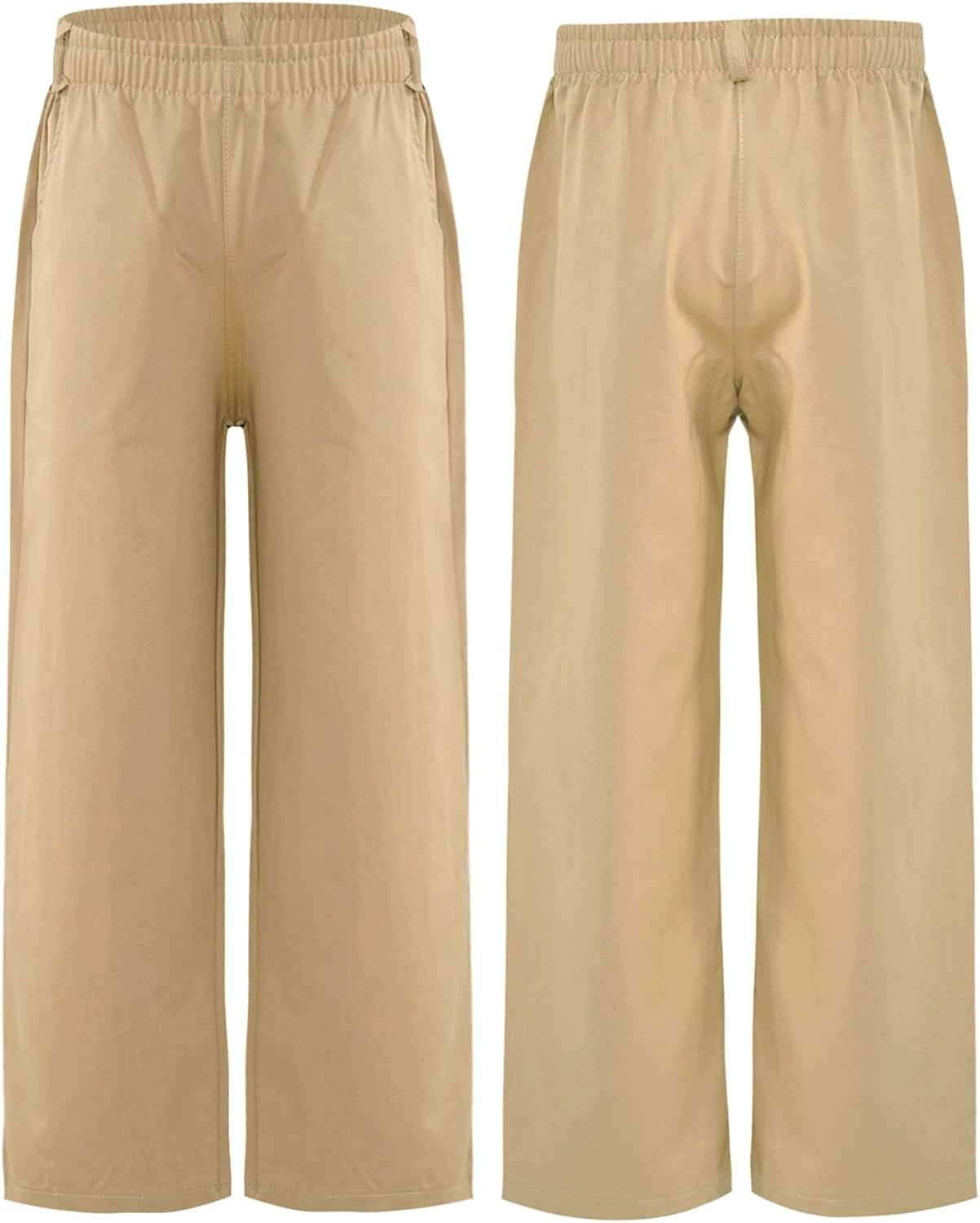 YiZYiF Little Boys' School Uniform Twill Pants Pull-on Plain Trousers Casual Slacks Elastic Waist Cargo Jogger Pants