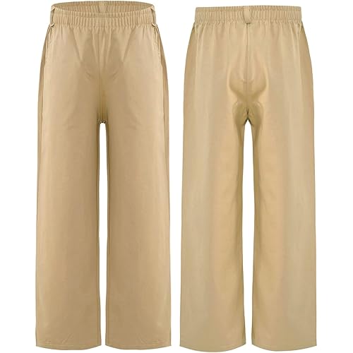 YiZYiF Little Boys' School Uniform Twill Pants Pull-on Plain Trousers Casual Slacks Elastic Waist Cargo Jogger Pants