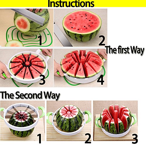 Watermelon Slicer 15\'\' Large Stainless Steel Fruit Melon Slicer Cutter Peeler Corer Server for Home