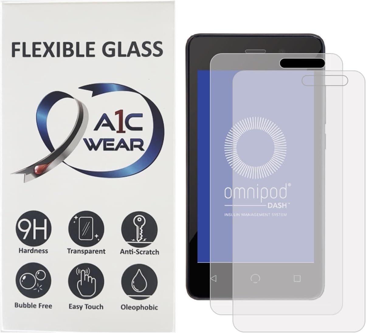 9H Flexible Glass Screen Protector for Omnipod Dash Receiver PDM - Won't Crack or Chip - Anti-Scratch Anti-Fingerprint - 2 Pack