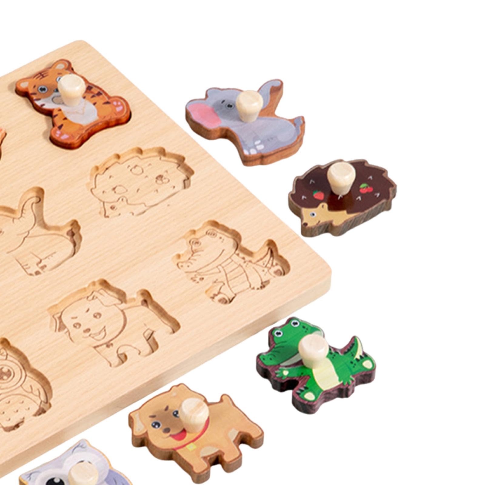 Formenpuzzle Kinderpuzzle Sortierbrett Holzspielzeug Feinmotorik Knopfgriff für Vorschule Geschenk Kinderzimmer, Tier