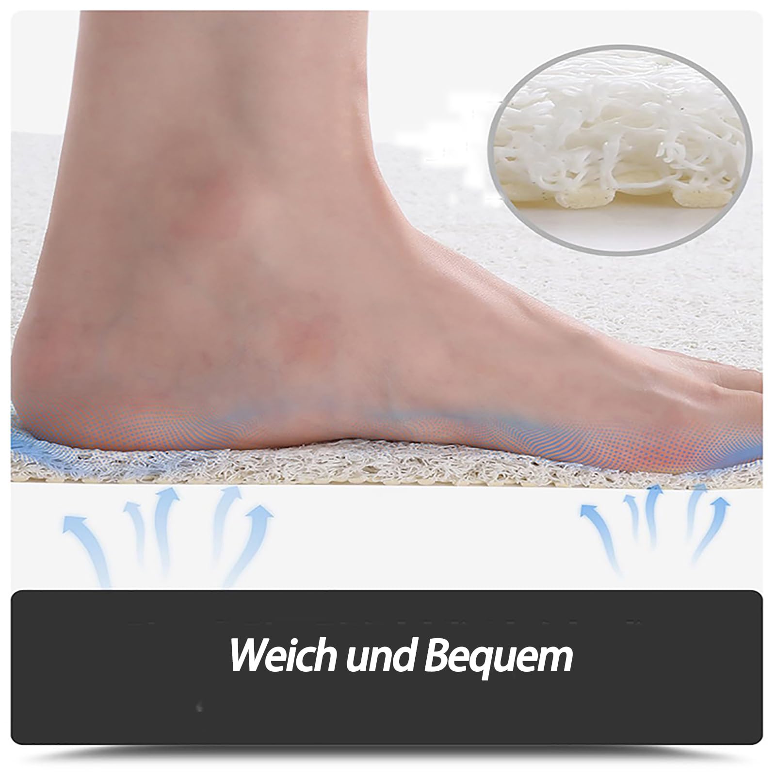 Alfombrilla de Ducha Antideslizante Alfombrilla de Esponja Vegetal de PVC de Confort Suave para mampara de Ducha Baño de Secado rápido en Alfombrilla Deslizante,A,80X120CM
