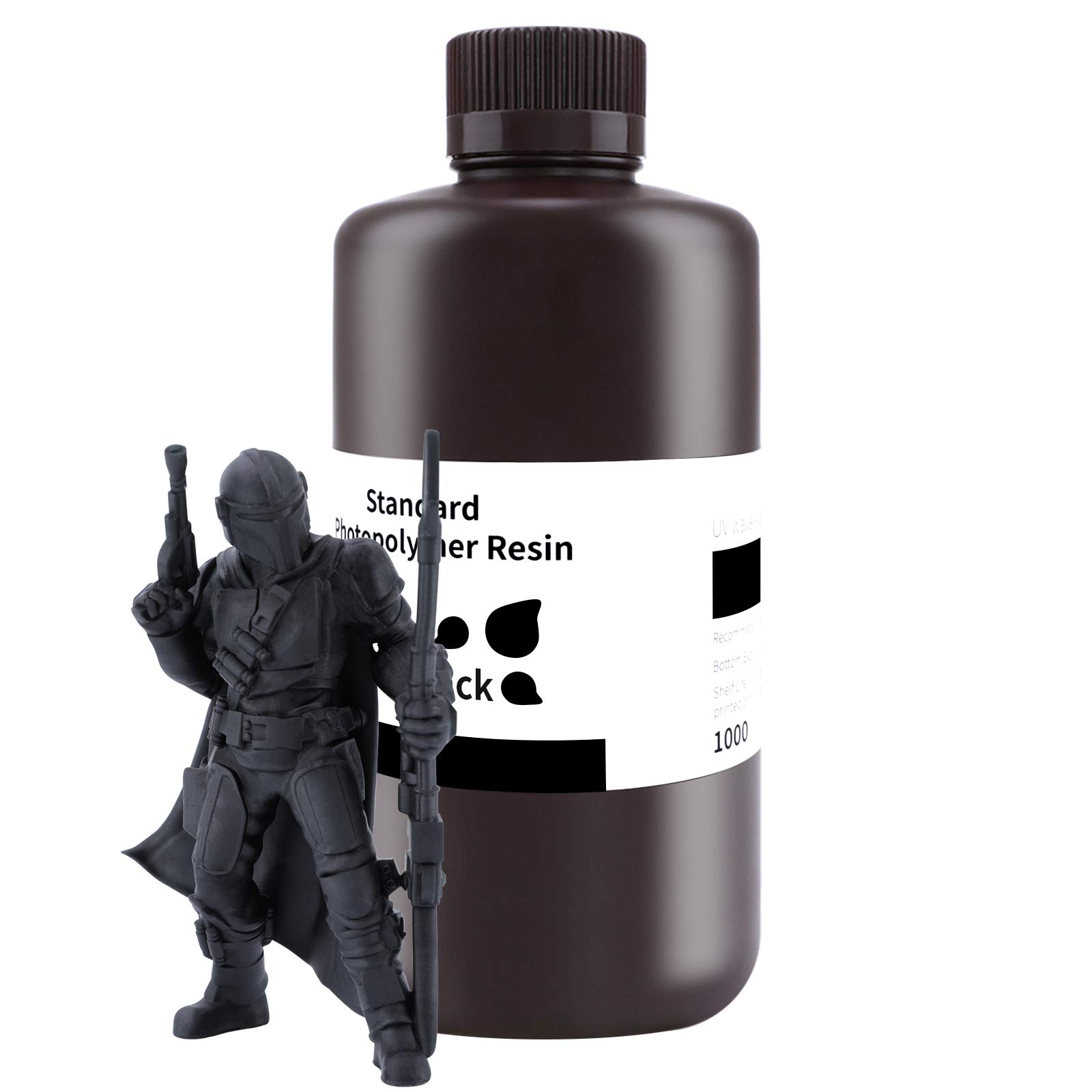 ELEGOO 3D Printer Rapid Resin, 405nm LCD UV-Curing Resin Standard Photopolymer Resin for LCD 3D Printing Black 1000G