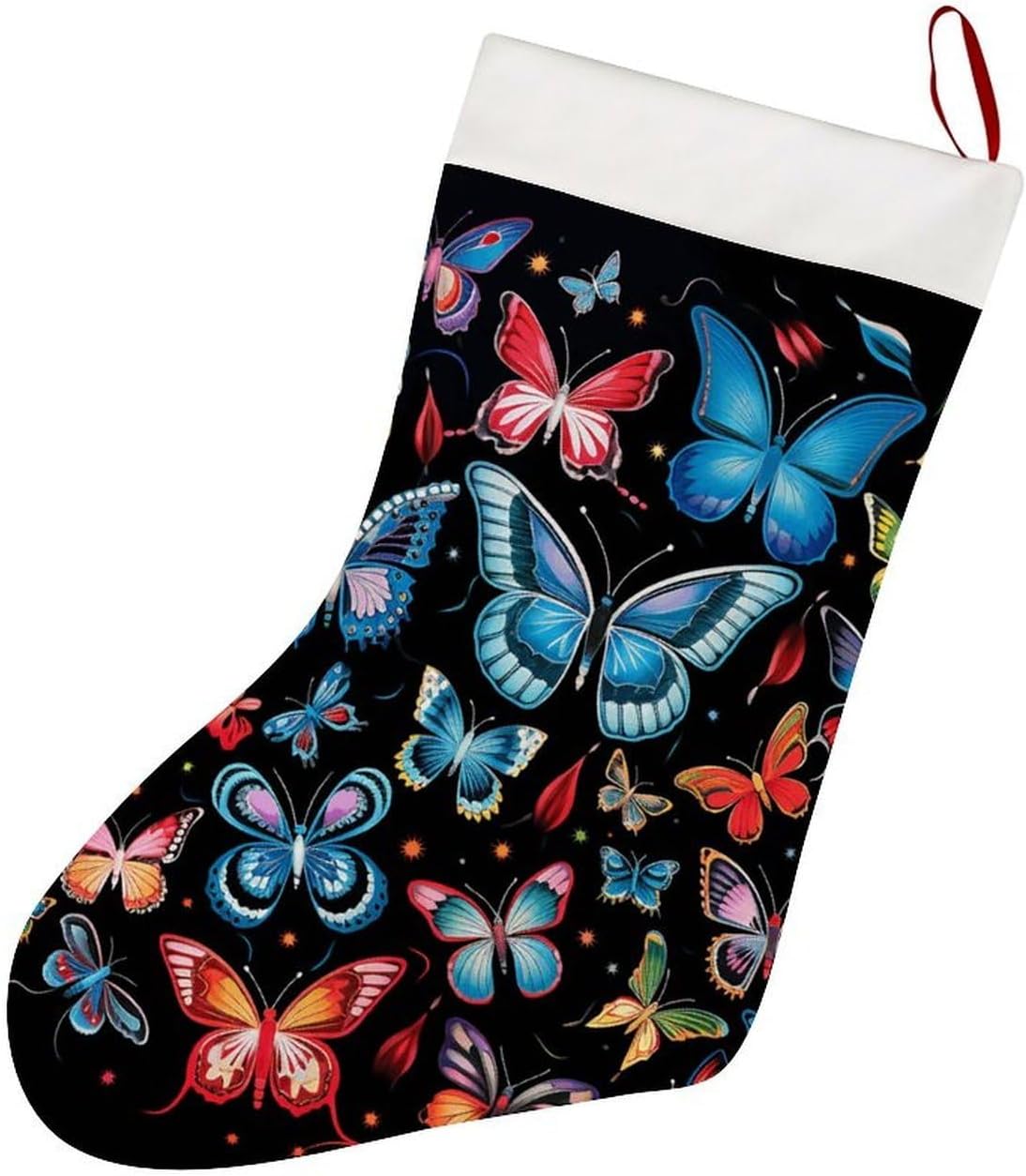 Zeeland Butterfly Christmas Stockings with 10.2 Inch Plush Cuff - 16.5 Inch Large Xmas Stockings for Fireplace Hanging, Traditional Holiday Decor for Family Christmas Party image 4