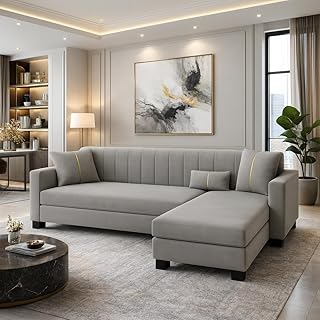SOCOZI Almeria 4 Seater RHS L Shape Sofa Set | Soft Velvet Suede Fabric | Modern Design | Plush Comfort Cushions for Livin... Price In India