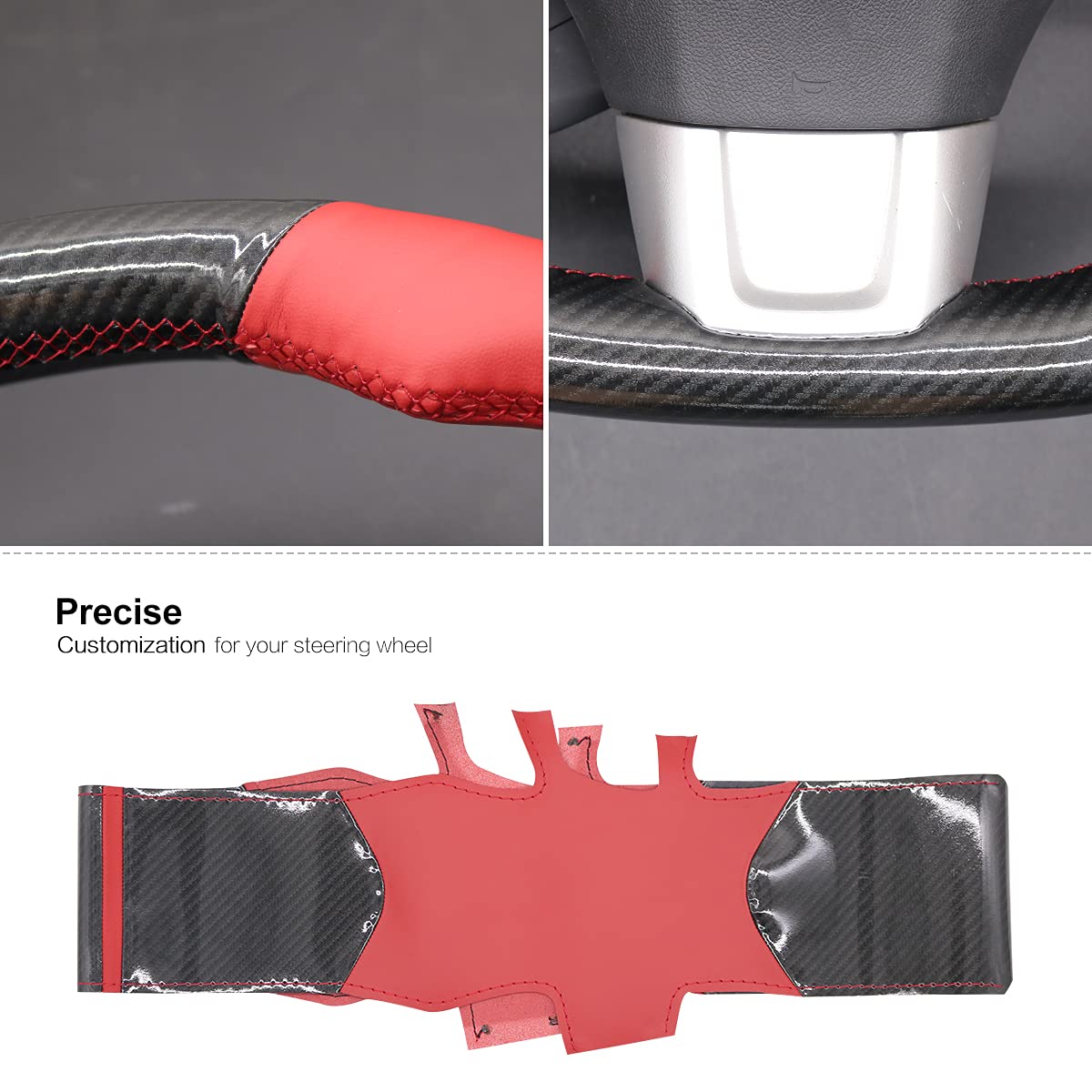 MEWANT Funda para volante de coche de fibra de carbono brillante negra + funda de cuero de microfibra roja para volante de coche para Subaru WRX (STI) 2015-2019 / Levorg 2015-2019/WRX accesorios