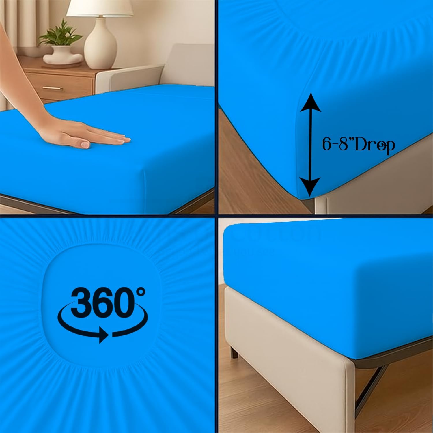 4 Piece Cot Sheets 30x80 Set, Premium Egyptian Cotton 600 Thread-Count Sheets, Perfect for Narrow Twin, Camp Bunk, Army Cots, Trifold Mattress, Camping Cot, Guest Bed Replacement, Turquoise