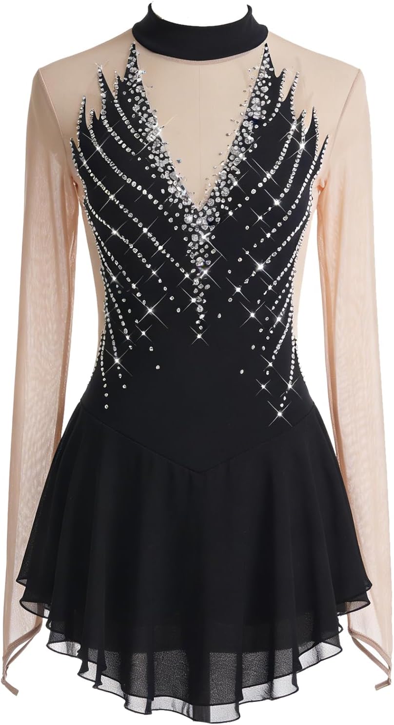 Figure Skating Dress Polyester Custom Size for Girls and Women Performance Competition
