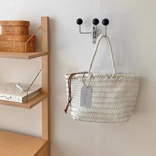 Miniatura 2 de Gancho decorativo de pared giratorio de metal con bolas decorativas de madera negra, bonitos ganchos de almacenamiento plegables para colgar