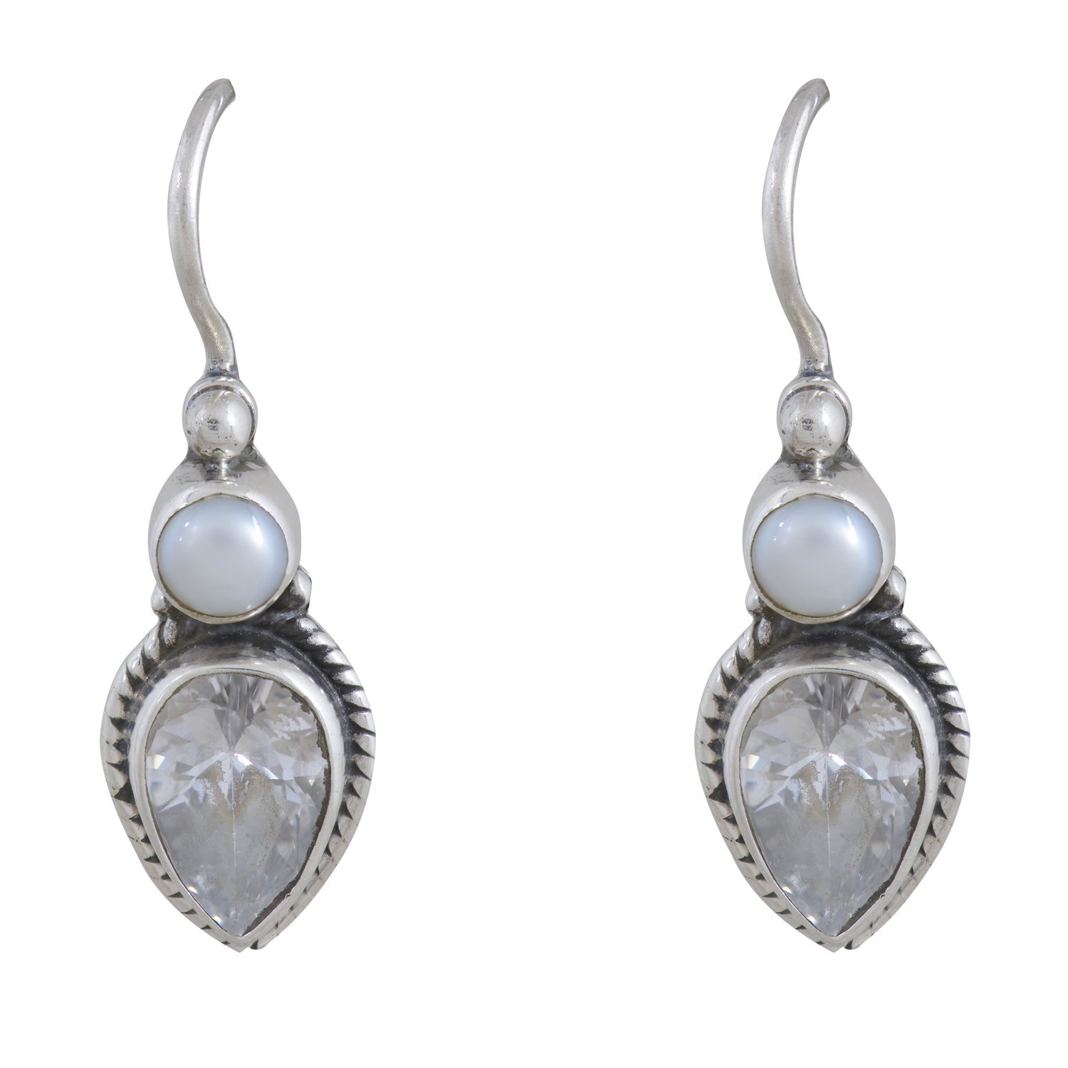 Silverwala 925-92.5 Sterling Silver Ruby,CubicZirconia,Emerald,Sapphire,Pearl,Turquoise Stone Fashion Dangle & Drop Earring for Women and Girls (OFF WHITE) (B07G2DBJ64) Amazon Price History, Amazon Price Tracker