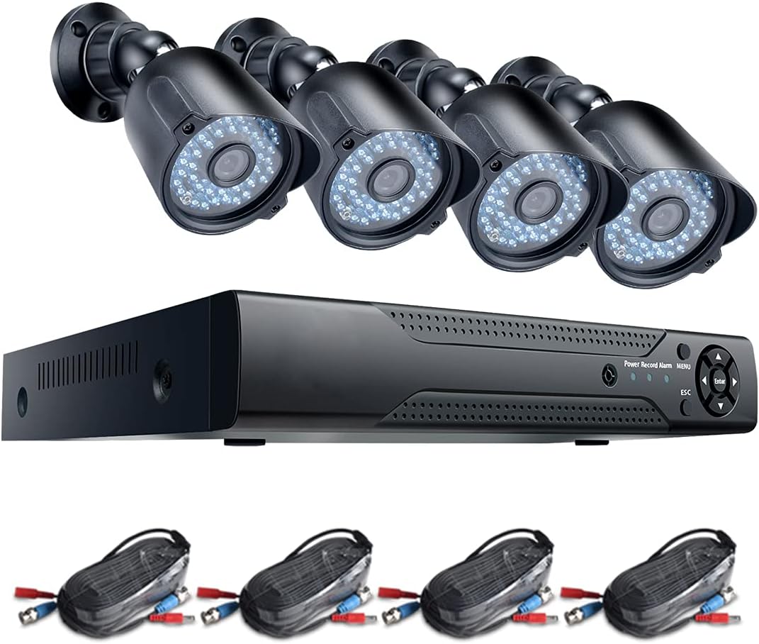 Security Camera System 8 Channel DVR H.264 4PCS 2.0 Megapixel 1080P HD IP66 Weatherproof Indoor/Outdoor Surveillance Security Cameras Remote Access Motion Detect HD Night Vision(No Hard Drive)