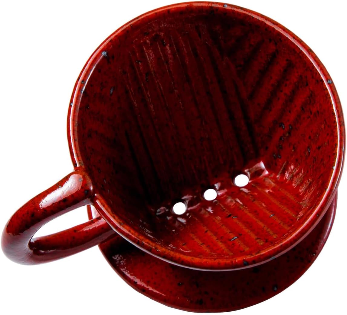 Ceramic Coffee Dripper in Chrome Red, Made in Japan image 3