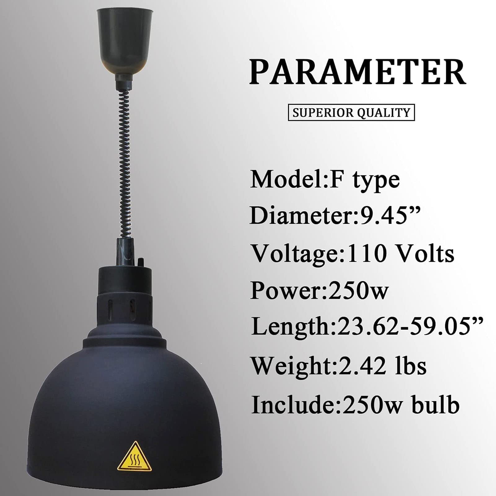 Lámpara Colgante de Calor para Alimentos, Altura Ajustable, Candelabro de Preservación del Calor para Alimentos de Buffet, Calentador de Alimentos con Pantalla de 29 cm
