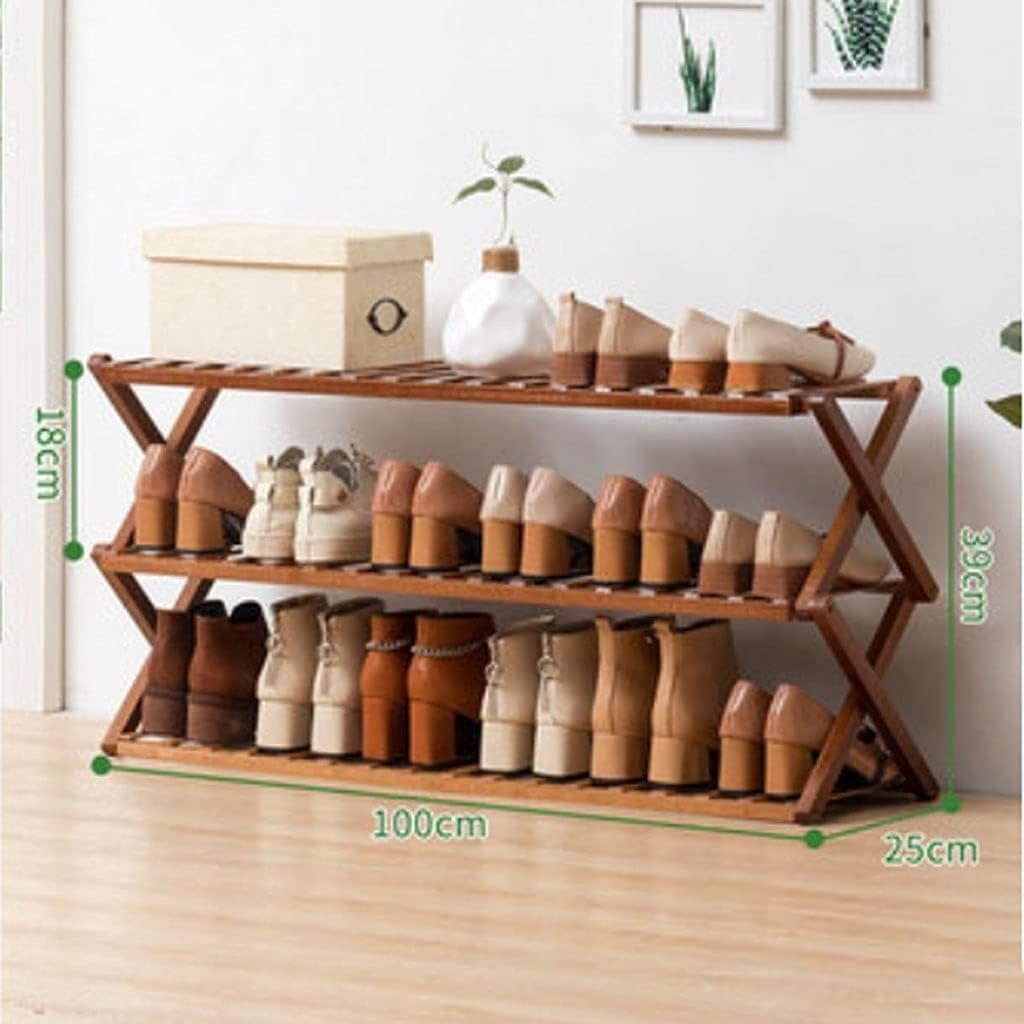 3-Tier Bamboo Shoe Rack - Large Capacity Folding Shoe, 5 Layers, 70cm Stylish Brown Cabinet for Efficient Storage & Space Saving Solutions (Brown 3 Layers 100cm)