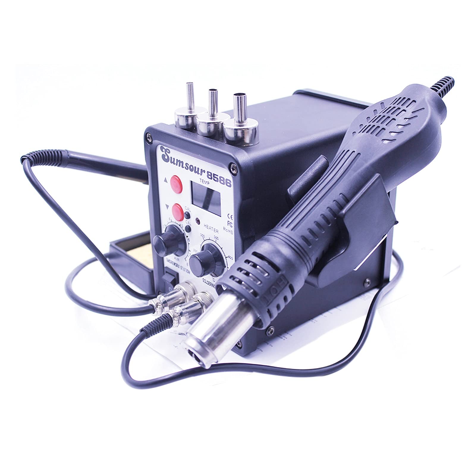 Estación de Soldadura, 8586 2 En 1 SMD Estación de soldadura retrabajo 22 0 V / 110V 700W Pistola aire caliente hierro la for desoldadura herramientas reparación(SET-6)