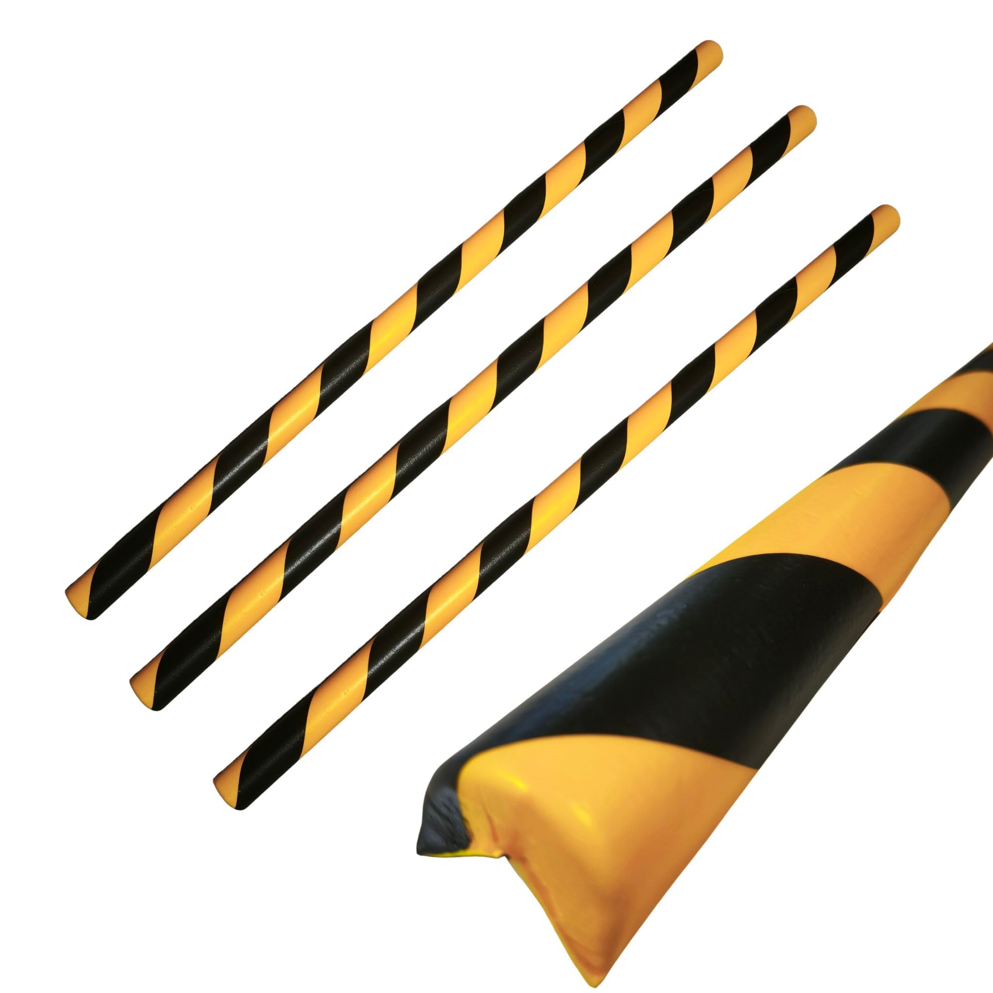 Protector Espuma Tipo A – Protector Vigas IPN y Columnas Industrial – 1 m Amarillo Negro Adhesivo – Ø40 mm Corte 25x25 mm – Pack 4