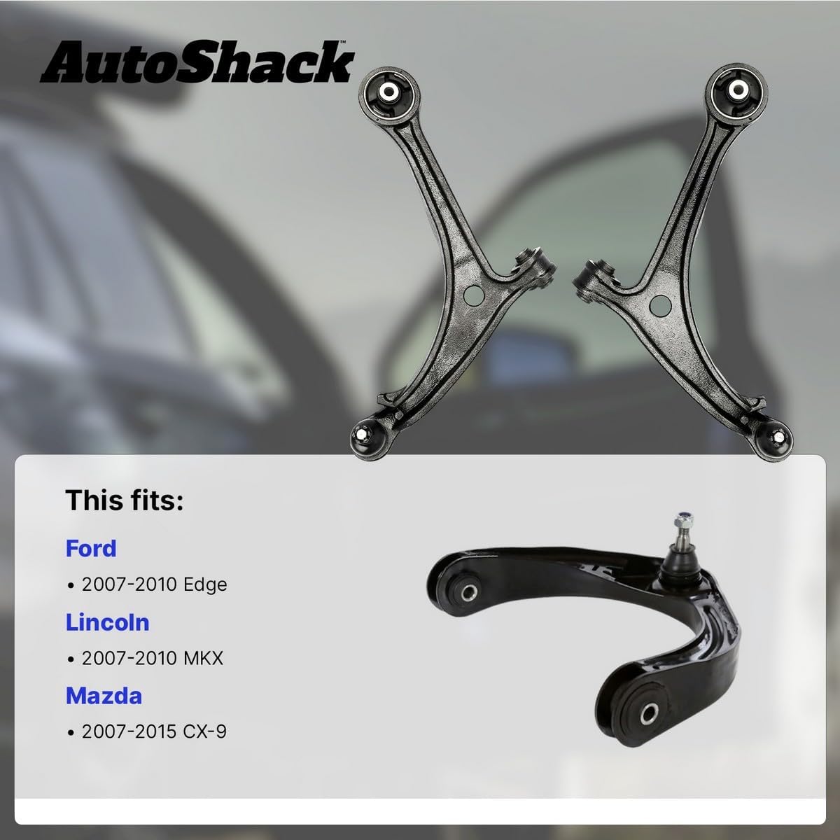 AutoShack Rear Lower Control Arms with Bushings Replacement for 2007-2010 Ford Edge 2007-2015 Mazda CX-9 2007-2010 Lincoln MKX 2-PC Set