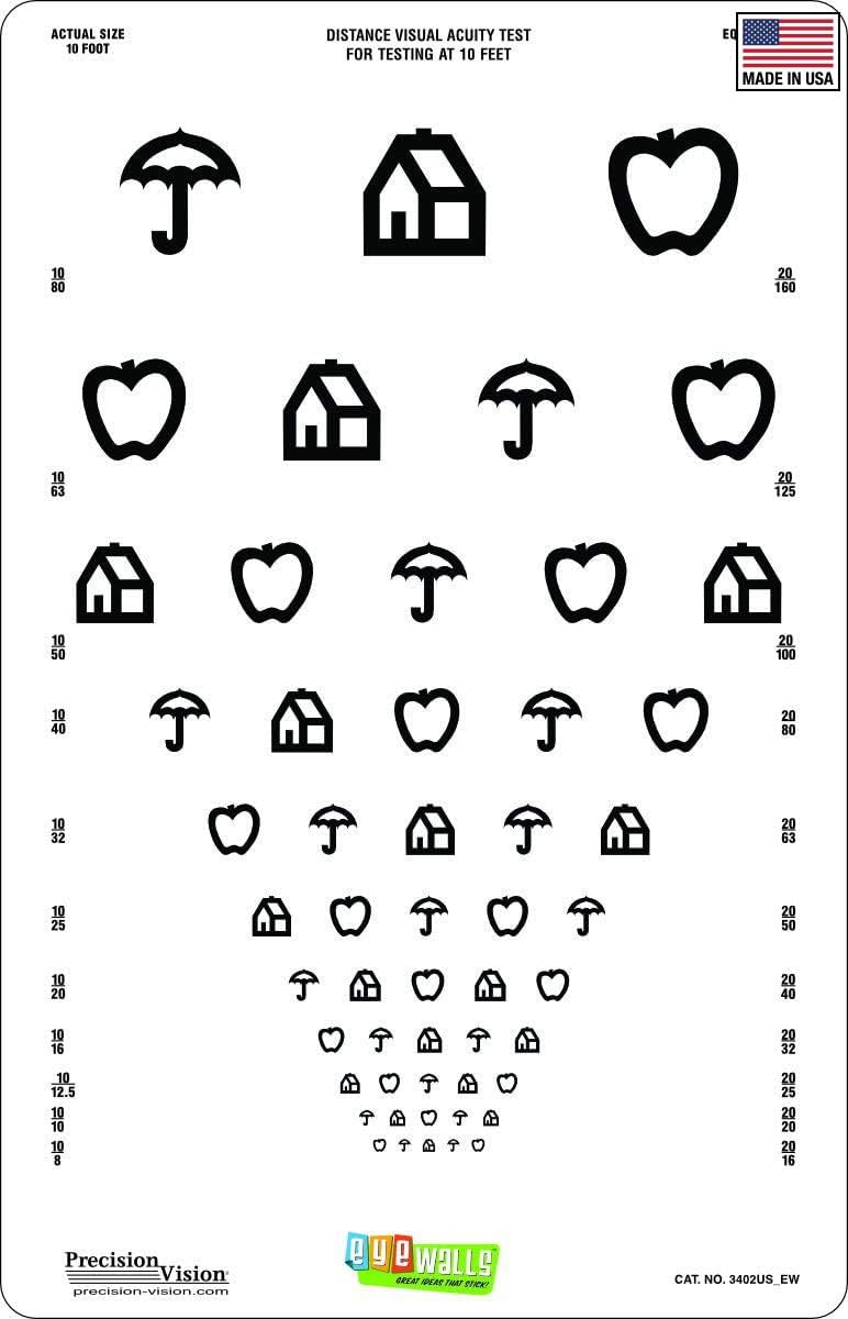 Kids Peel and Stick 9”x14” Eye Test Chart (EyeWalls)