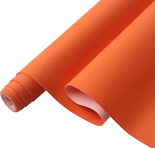Miniatura 7 de Hojas de piel sintética de color sólido con textura de lichi, 13.8 x 53 pulgadas, rollo de piel sintética suave muy adecuado para hacer