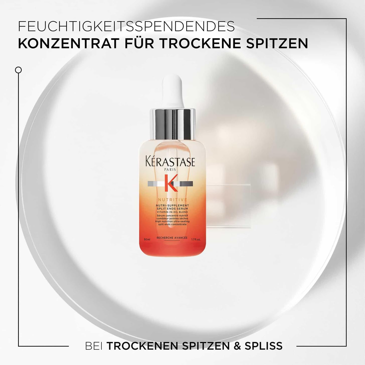Kérastase Nutritive, Serum für strapazierte Haarspitzen, Feuchtigkeitsspendend?e Wirkung gegen Haarbruch und Frizz, Ohne Parabene, Nutri-Supplement Split Ends Serum, 50 ml