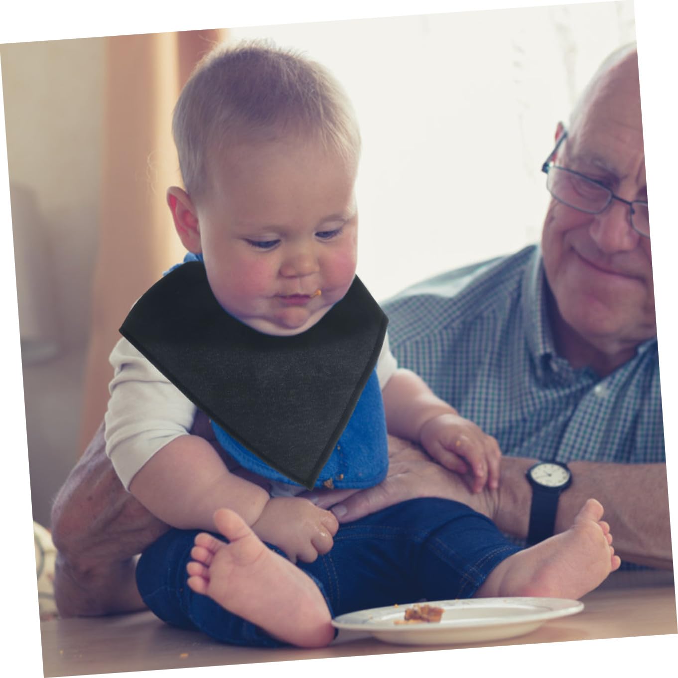8 piezas Baberos Infantiles Multifuncionales de Algodón de Negros Pañuelos Triangulares para Bebés Toallas Absorbentes para Alimentación y Saliva