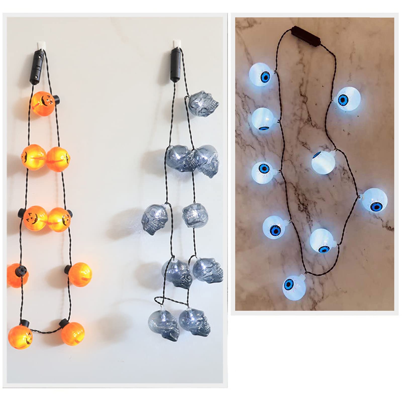 Halloween Halsketten Set - 3-teilig Mit Kürbis, Schädel & Geist Für Kinder & Erwachsene