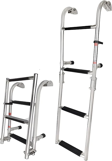 正規取扱店】 船舶用 伸縮式ボートはしご,ステンレス鋼,3ステップ,水泳