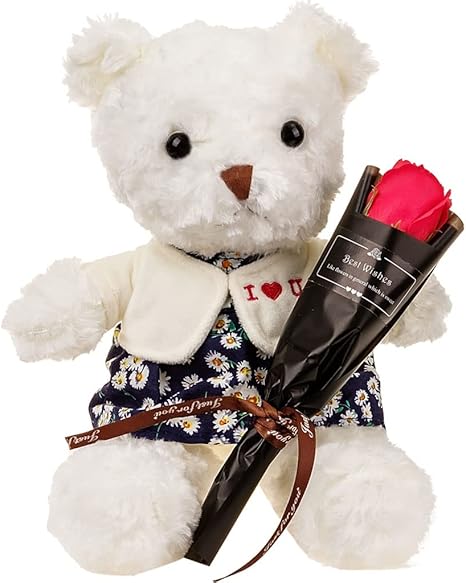 Amazon Festtopプリザーブドフラワー 誕生日プレゼント女性 テディベアとバラのぬいぐるみ 30cmぬいぐるみ バレンタインデープレゼント 母の日プレゼント 彼女へのプレゼント ホワイトデー プリザーブドフラワー オンライン通販