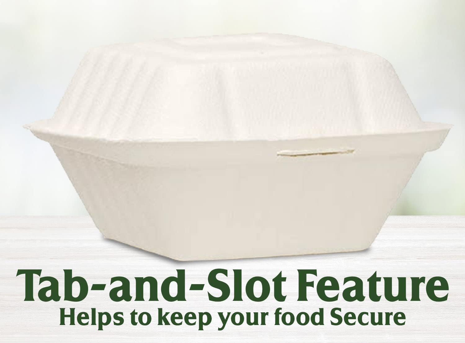 Raj Eco Bagasse 6" x 6" Clamshell Takeout Containers- 200 Pack- Compostable and Disposable Heavy Duty containers for parties, Food Trucks, and leftovers - Alternative to Plastic & Paper