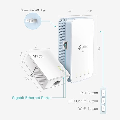Miniatura 2 de TP-Link Extensor WiFi Powerline (TL-WPA7517KIT) - Adaptador Ethernet Powerline AV1000 con WiFi de doble banda, OneMesh, puerto Gigabit, Ethernet