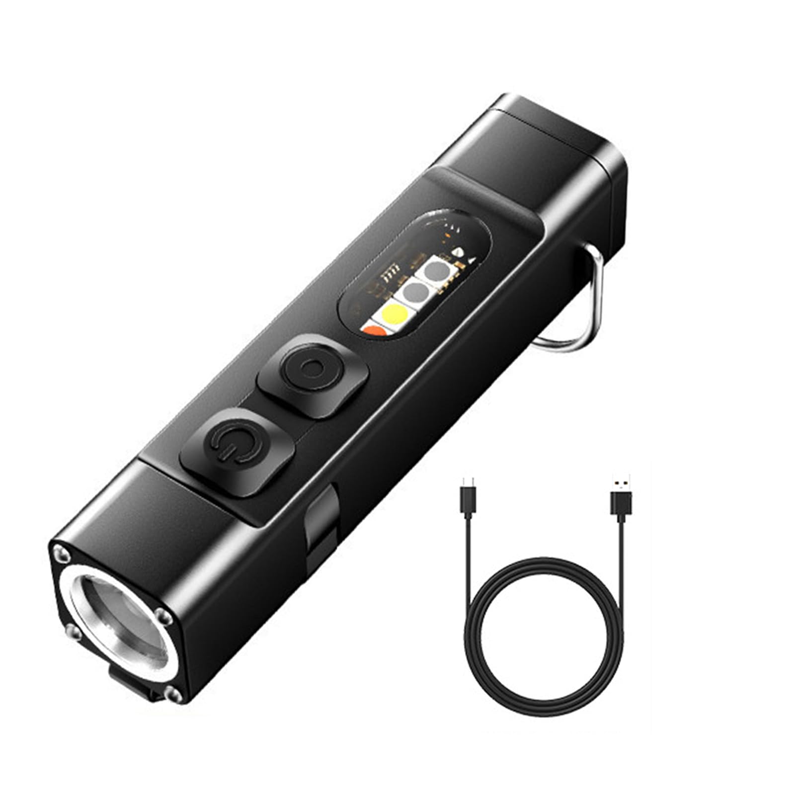 Wiederaufladbares Clip Licht mit Kabel, kompakte, helle LED Taschenlampe für unterwegs, Zuhause, schwarze kleine Taschenlampe, Nachtspaziergangslicht