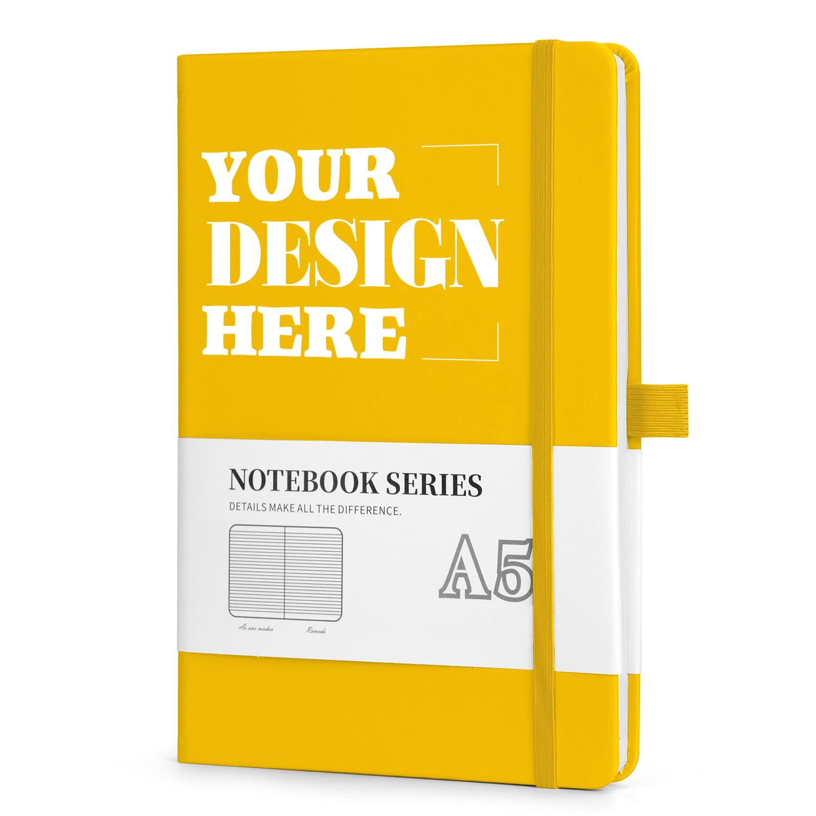 ENOMY Custom A5 Notebook Personalised Hardcover Journal with Logo/Text/Image Executive Notepad Student Diary Corporate Gift Travel Notebook Yellow