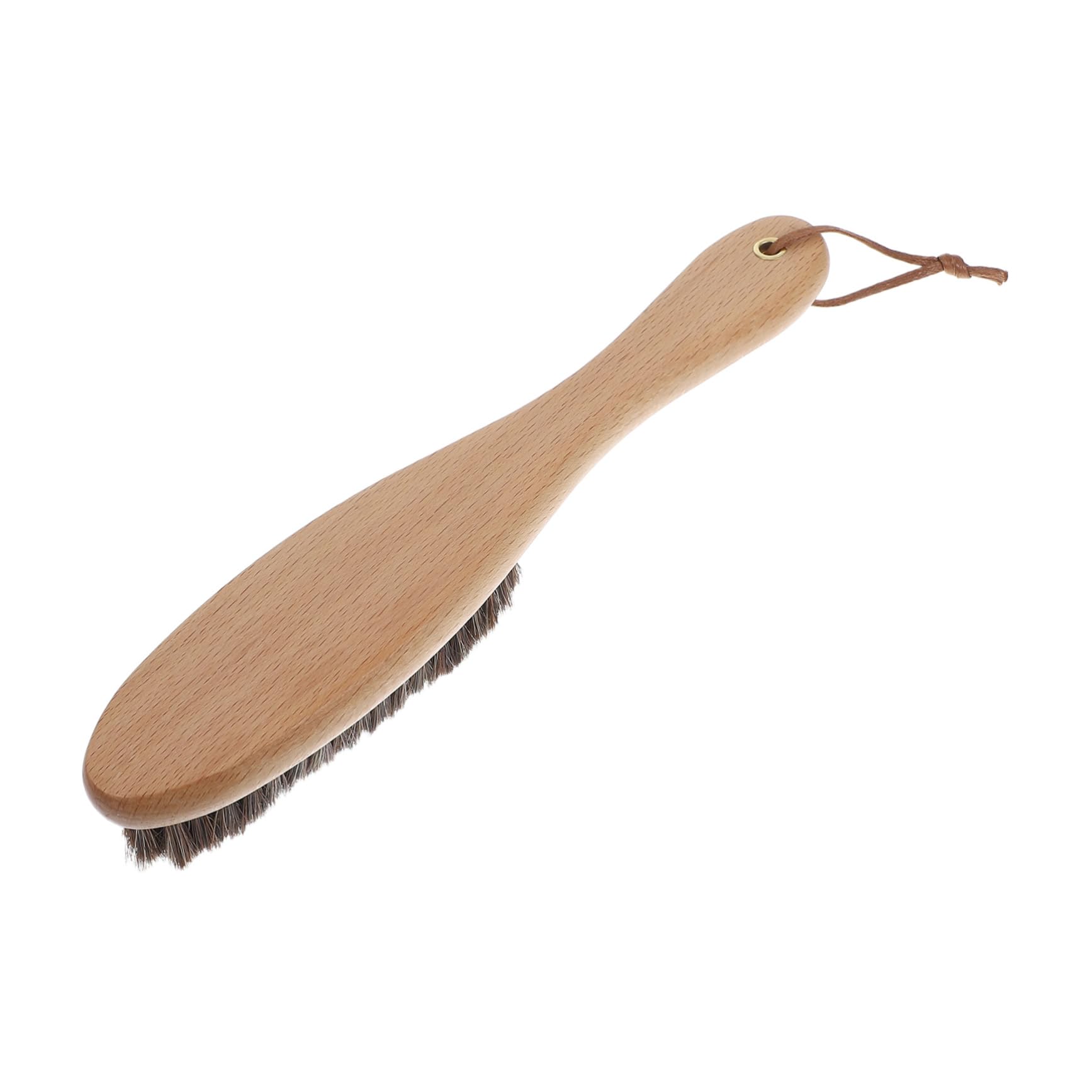 Yardwe Horsehair Dusting Brush for Car Mat Jacket Shoe Gentle Bristles Wooden Handle Lint Remover Brush