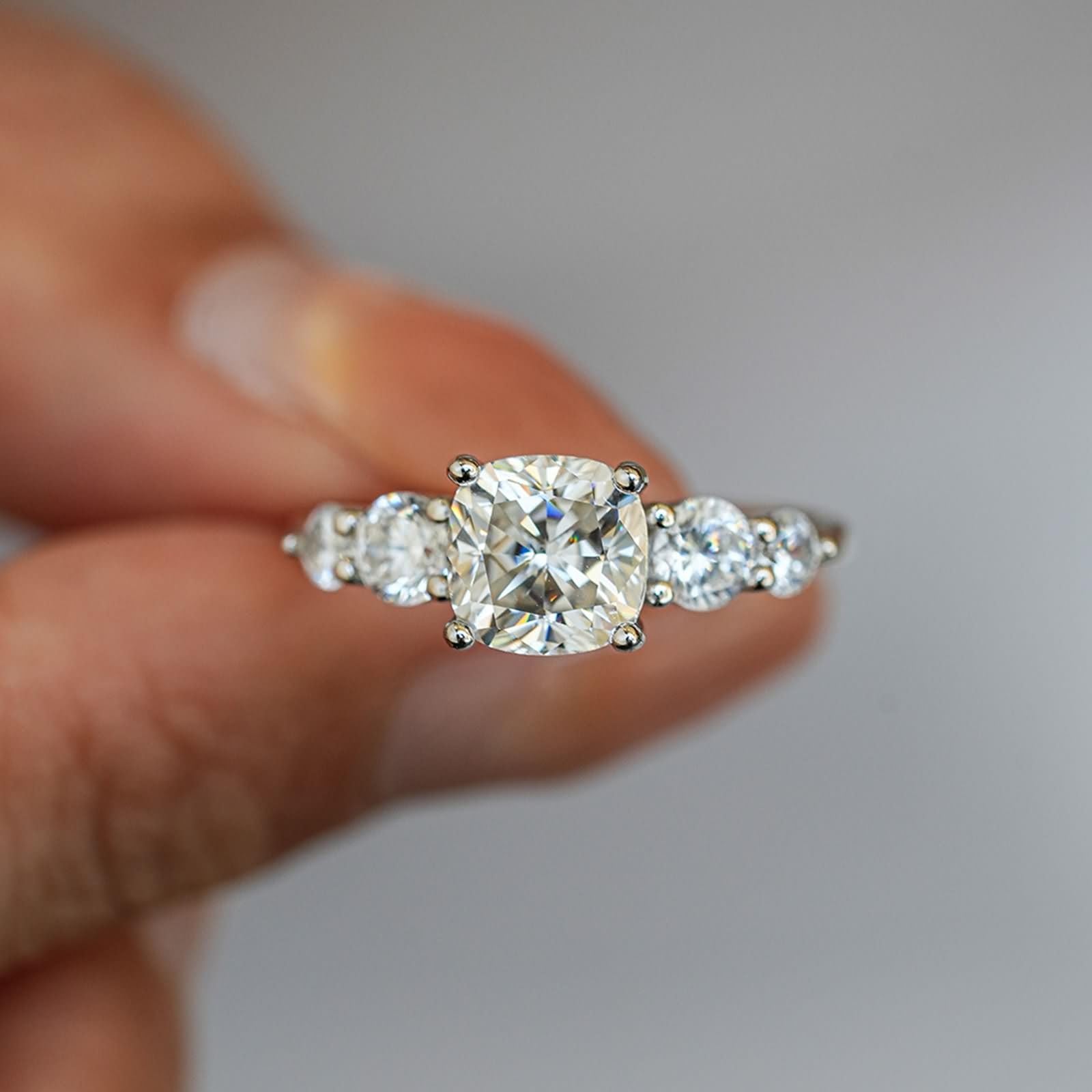 Damski złoty pierścionek ślubny, prawdziwe złoto z moissanite, 2 ct, białe złoto, elegancki pierścionek rocznicowy dla kobiet