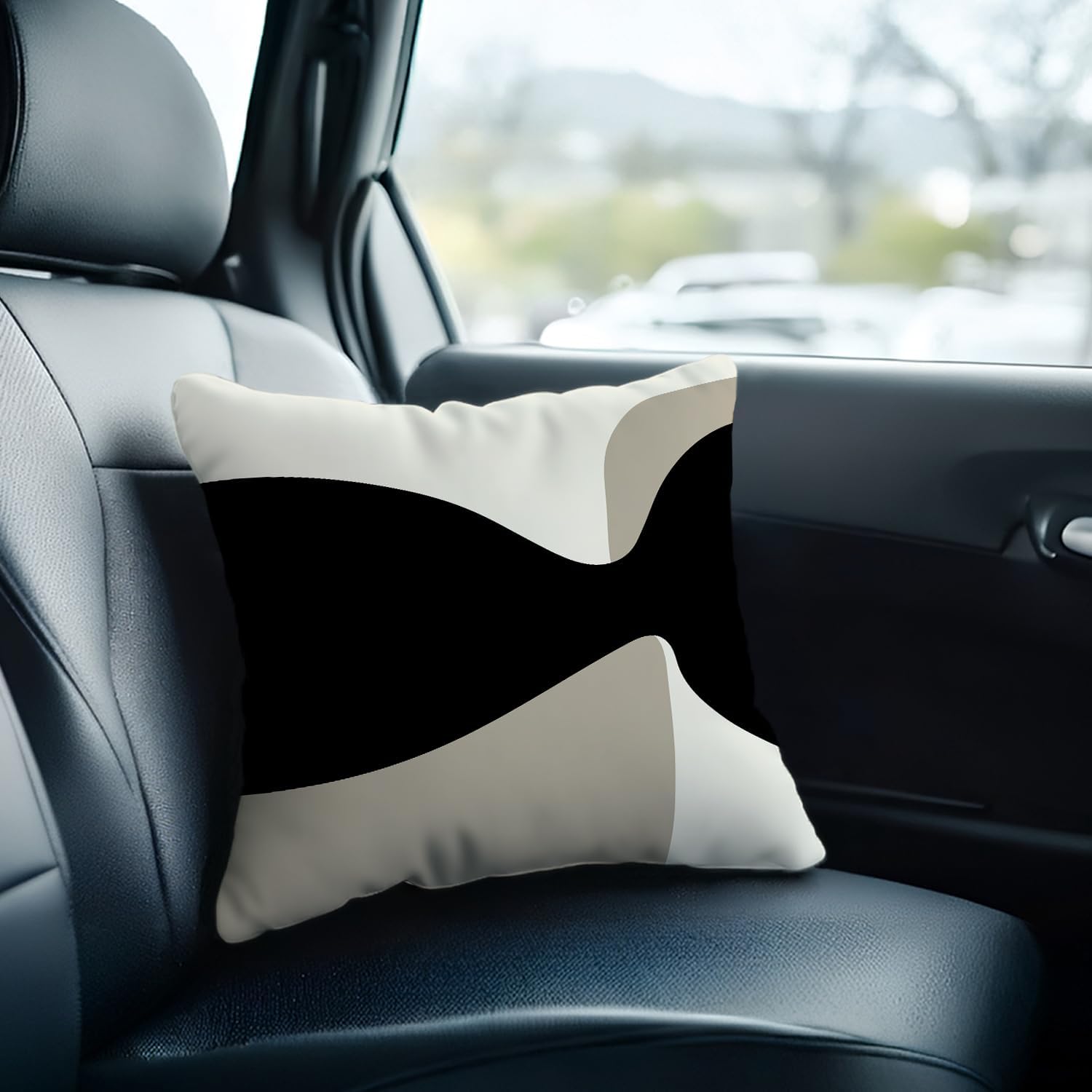 Black Beige Cream Pillow Covers, Black Beige Cream Decorative Throw Pillow Covers Cushion Covers for Couch Sofa Bed Living Room Bedroom 16x16 Inches Set of 4